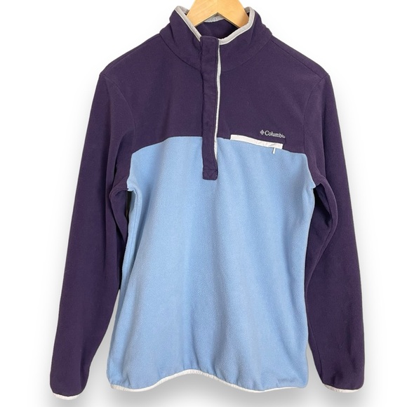Columbia Sportswear Fleece Pullover Snaps Mountain Side Purple Blue Women Sz XL - Picture 1 of 10